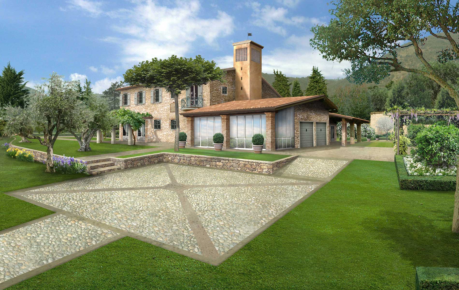 progetto di giardino in villa di campagna con vigneto di Vivai San Benedetto - Tecnica Verde a Gussago (Brescia)
