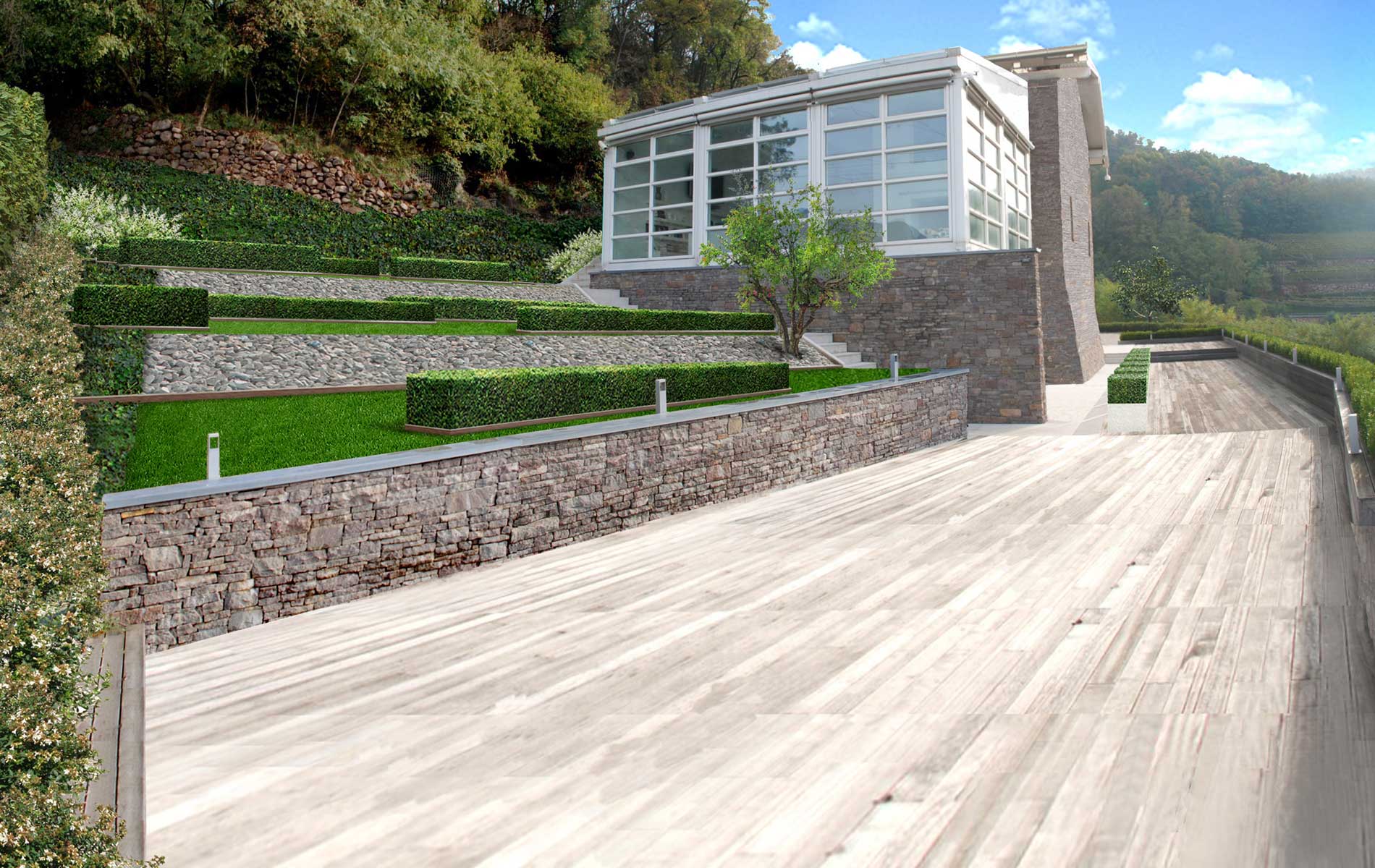 progetto di giardino moderno di San Benedetto Group - Tecnica Verde a Trento