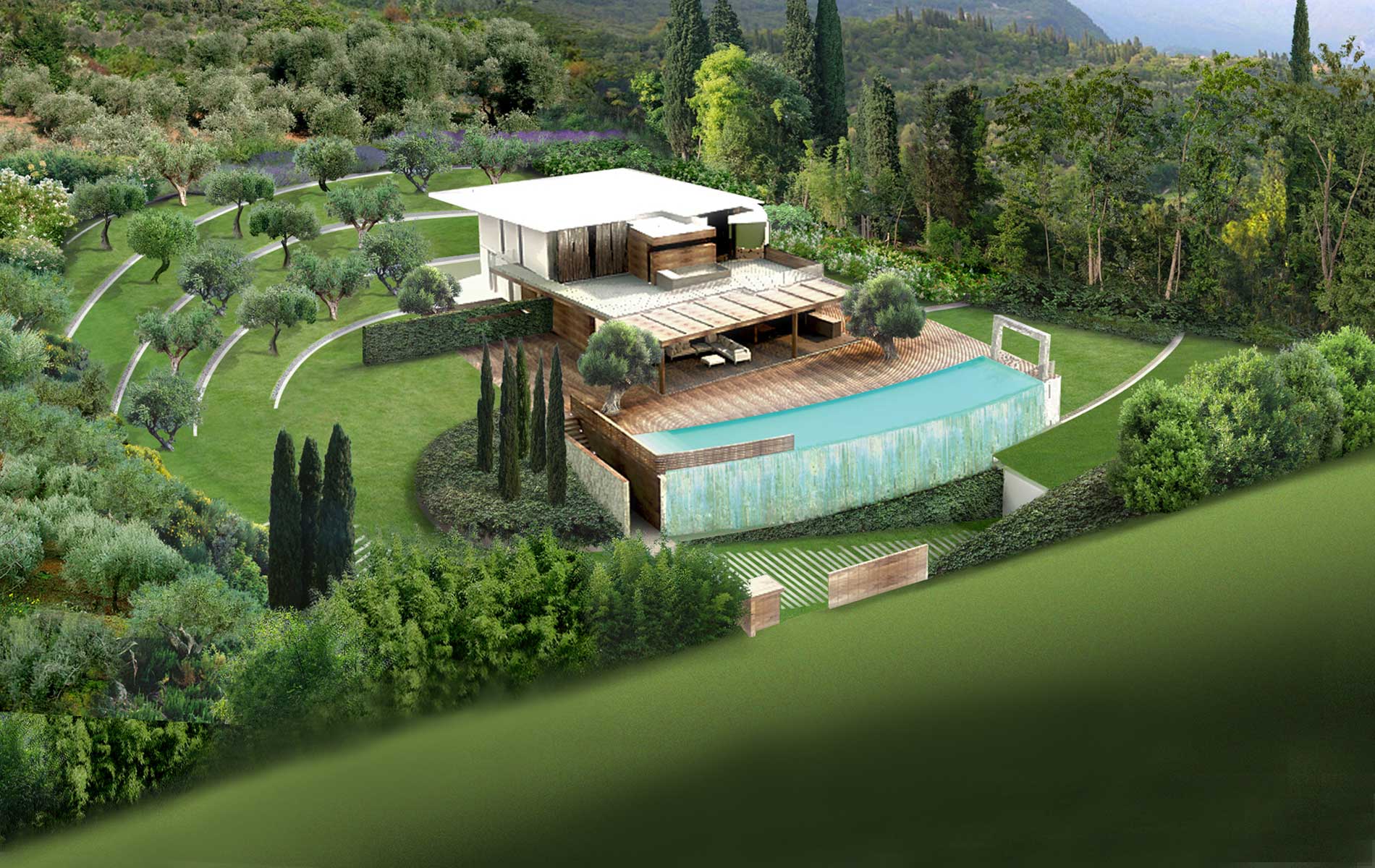 progetto di giardino moderno di Vivai San Benedetto - Tecnica Verde a Garda (Verona)